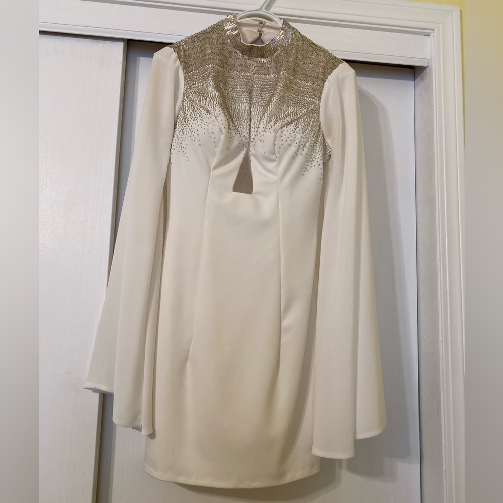 Rachel Allan Cream and Gold Dress